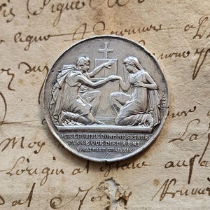 Rare Hallmarked Petit Antique French Silver Civil Wedding / Commemorative Marriage / Matrimony   Treizain / Coin- Monnaie de Paris-Argent...