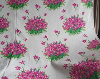 Vintage Retro Blue French ROMANEX DE BOUSSAC Fabric Material 1.4m