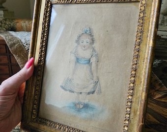 水彩画 女性のポートレート 花のモチーフフランス人画家　サイン入り cf82e5fcb4b815750d00d89eea62e8