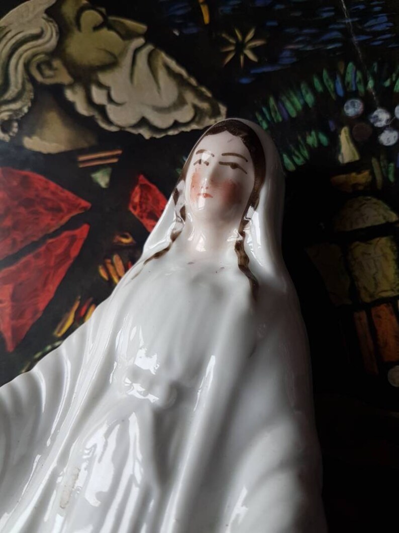 Beautiful Antique French Rare 19thC Religious Hand Decorated image 0