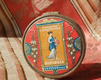 Exquis rare antique français L.T.PIVER Art-Nouveau des années 1900 PARIS Poudre compacte / Poudre compacte-POMPEIA-cosmétique de collection....