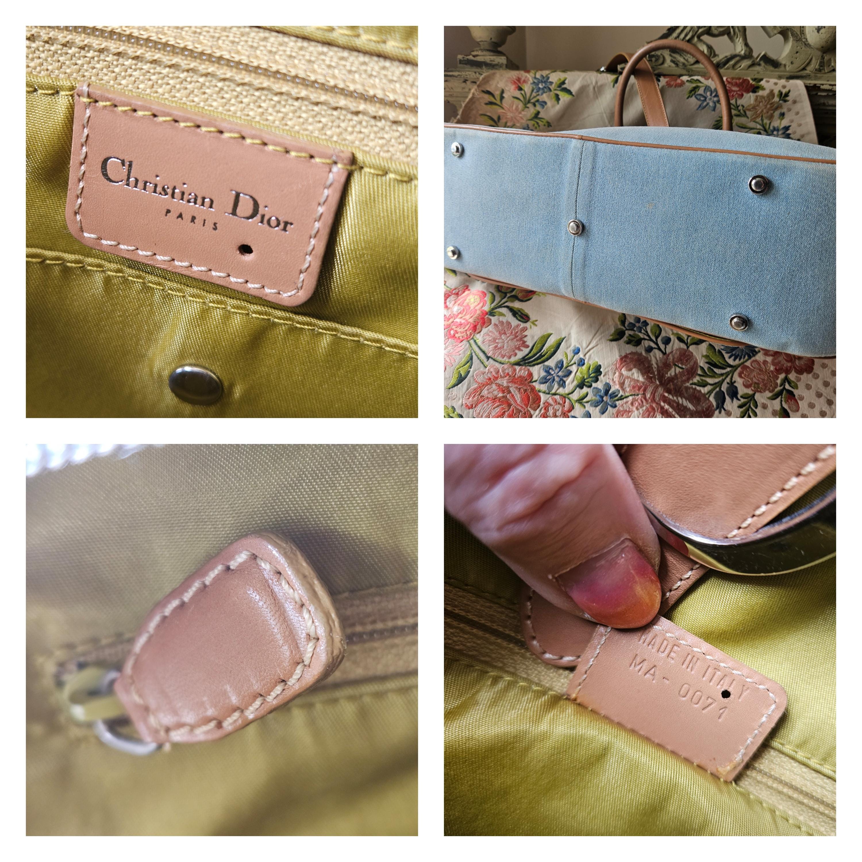 Authentic Christian Dior Paris Designer Signature Pale Blue Denim