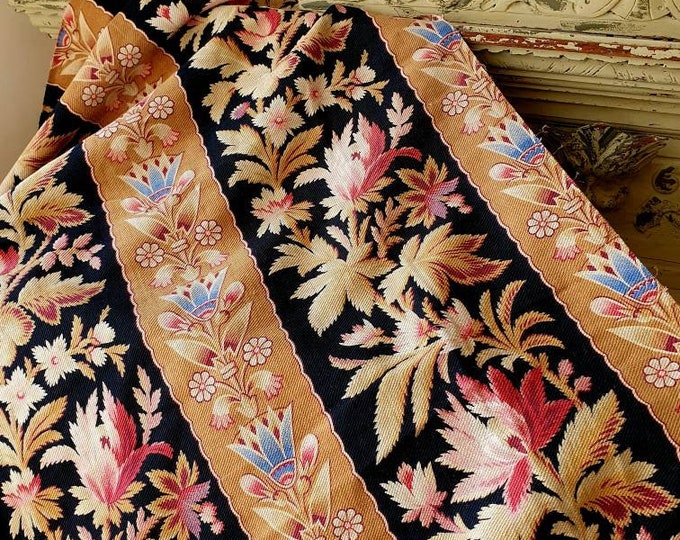 Stunning Rare Antique French Napoleon III Chic Shabby Black & Florals