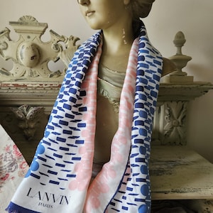 Beautiful Sublime LANVIN Vintage French Paris Signature Silk Scarf / Foulard-Unique Colour Palette & Design,100% Silk Made in France