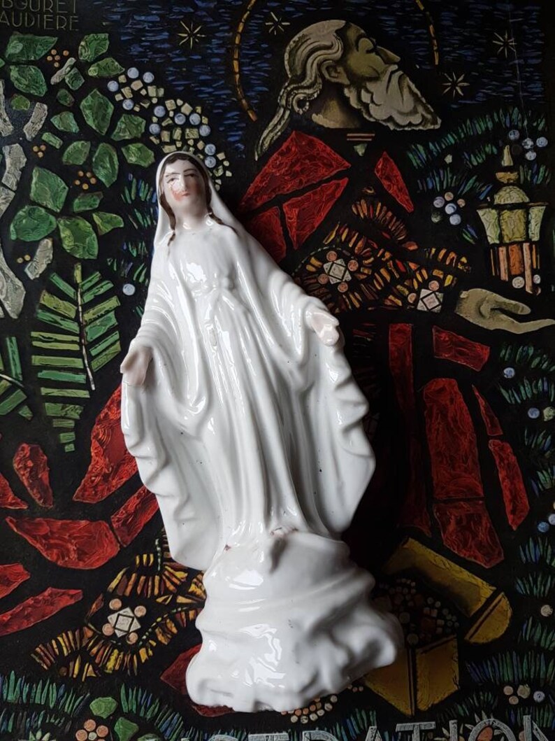 Beautiful Antique French Rare 19thC Religious Hand Decorated image 4