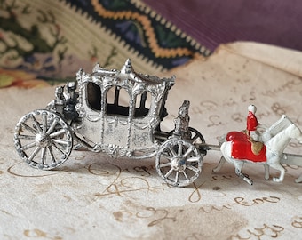 Raro vintage francés-encontrado 1950 Moko Lesney Miniatura 1953 Reina Isabel II Coronación Entrenador Recuerdo Réplica-Exquisita pieza de recuerdos