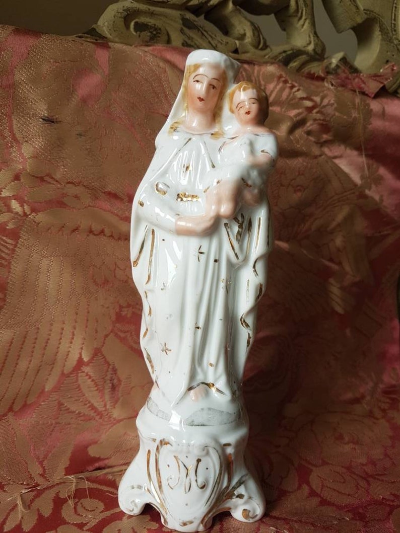 Stunning 19thC Antique French Religious Hand Decorated image 1