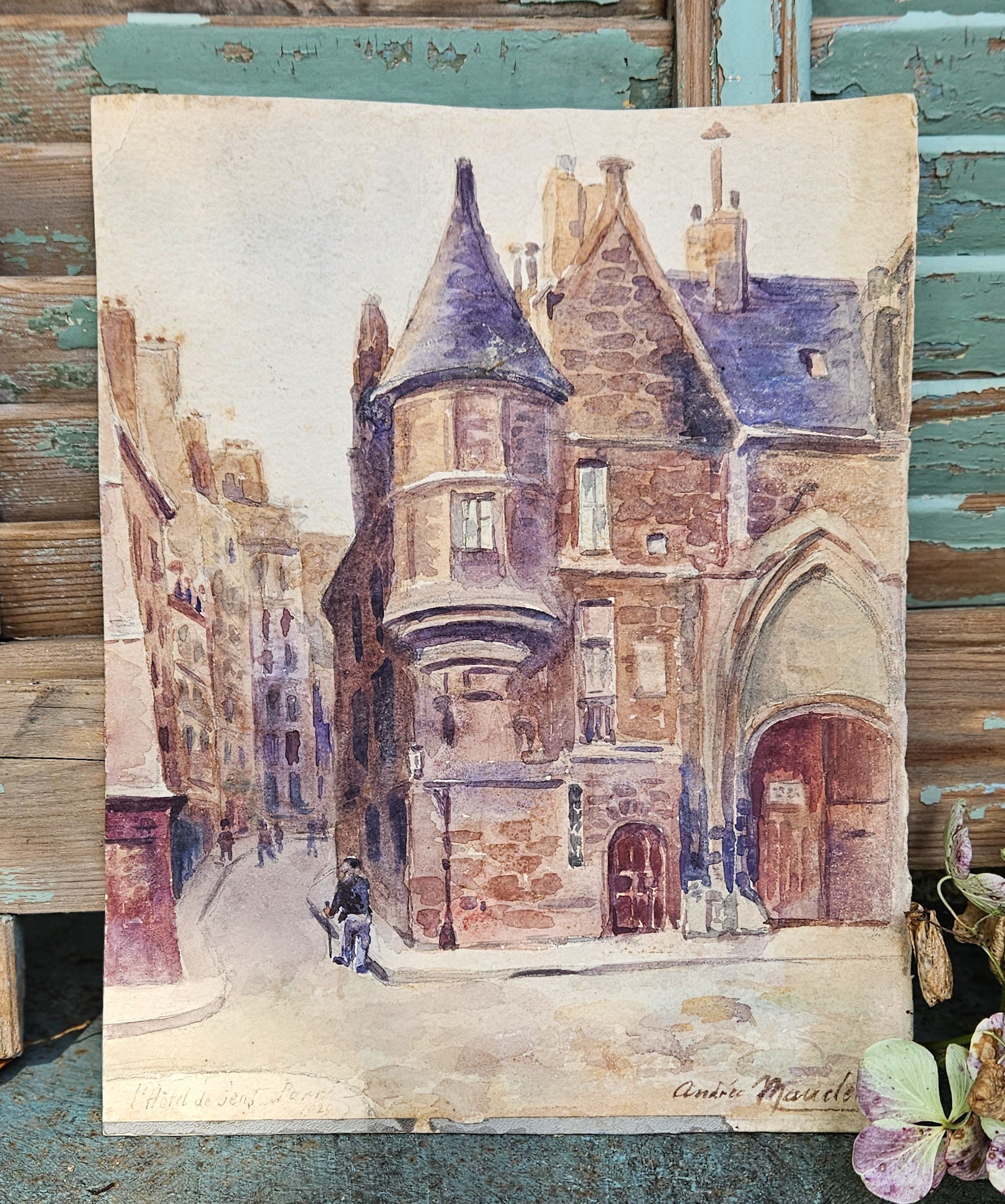 アンティークフランス美しいパリの街並み風景絵画B アンティークフランス美しいパリの街並み風景絵画B
