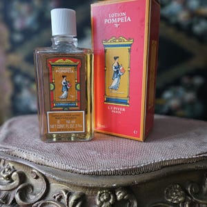 Rare Vintage French L.T.PIVER 1940s Full 110 ml-3.3/4 fl.oz Perfumed Lotion-Ribbed Bottle-POMPEIA-Publicité Advertising Cosmetic Collectable