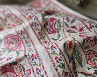 Stunning Vintage French Textile High-end Fabric Remnant MEVLANA Indiennes design by Editions Burger,Paris c1994-Made in France Paris Textile