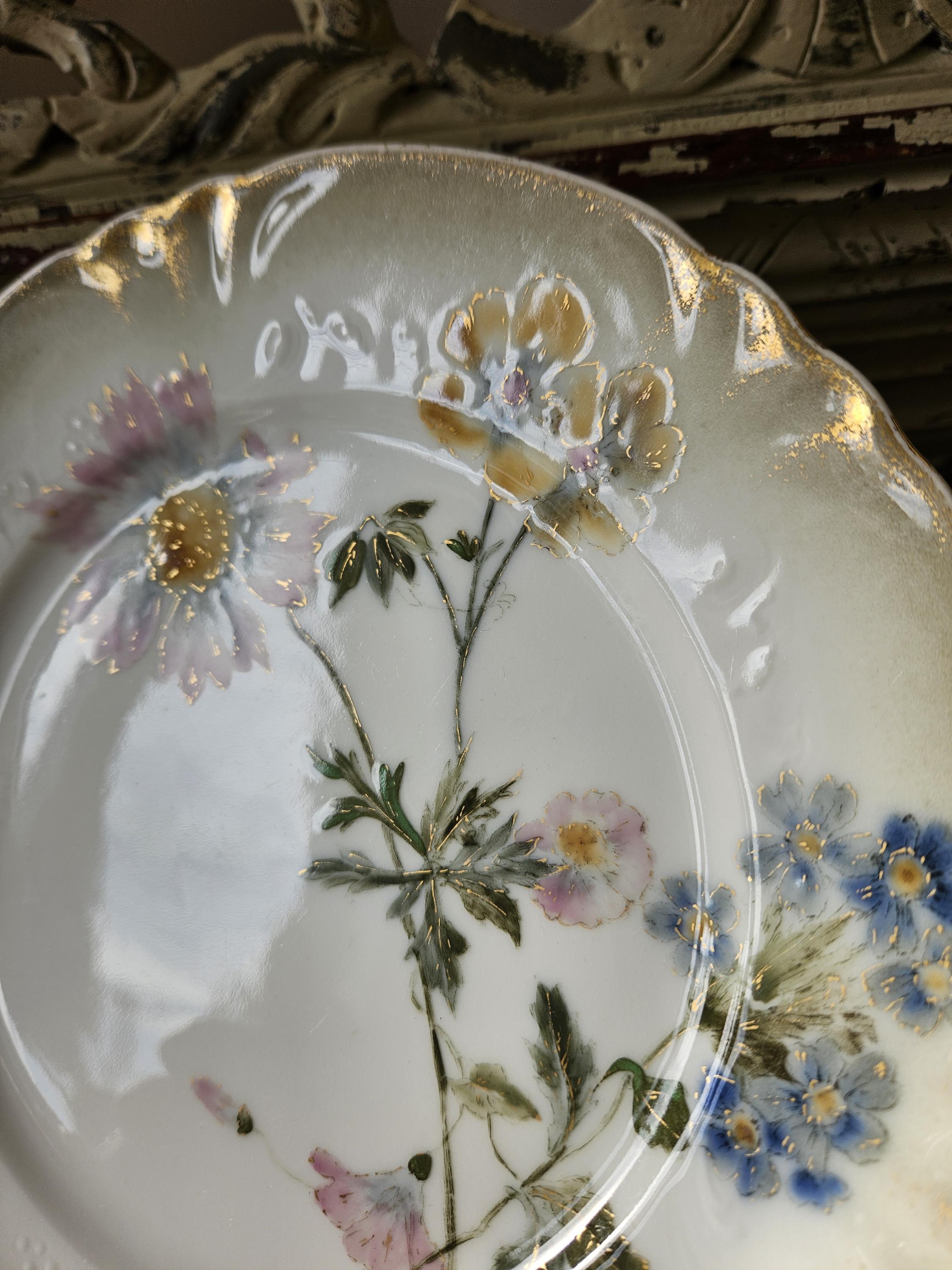 アンティーク フランス製 HAVILAND リモージュ 手描き花柄キャビネット 