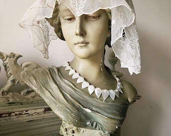 Stunning Antique French Parures de Mariées-Marriage Bridal Adornments Box & Contents-Orange Blossom Tiara, Posie-Something Old to Repurpose