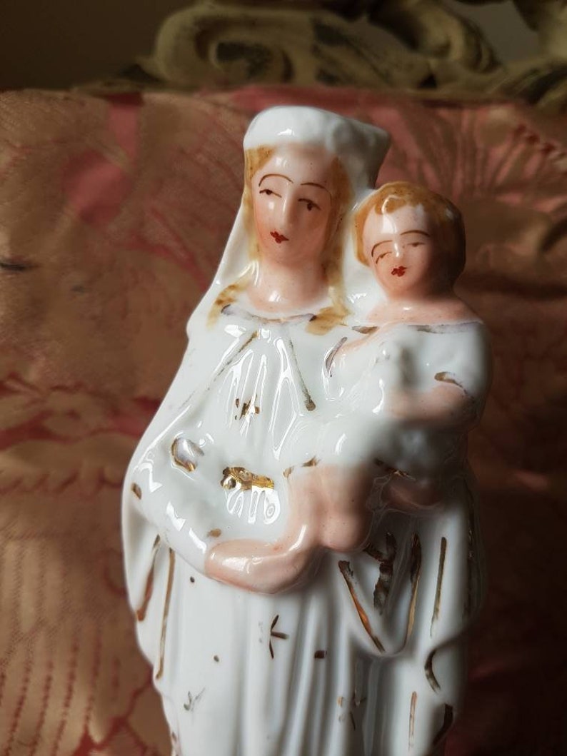 Stunning 19thC Antique French Religious Hand Decorated image 0