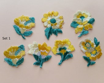 Yellow Embroidery Appliques / Vintage Appliques / Flower Embroideries