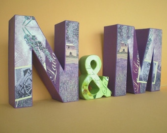 Couple's initials as a wedding gift/table decoration/remembrance