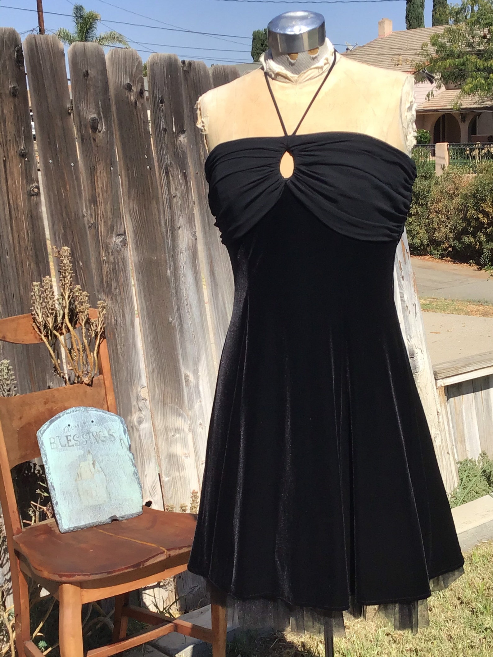 Vintage Betsy & Adam Black Velvet Mini Dress Eighties Black | Etsy