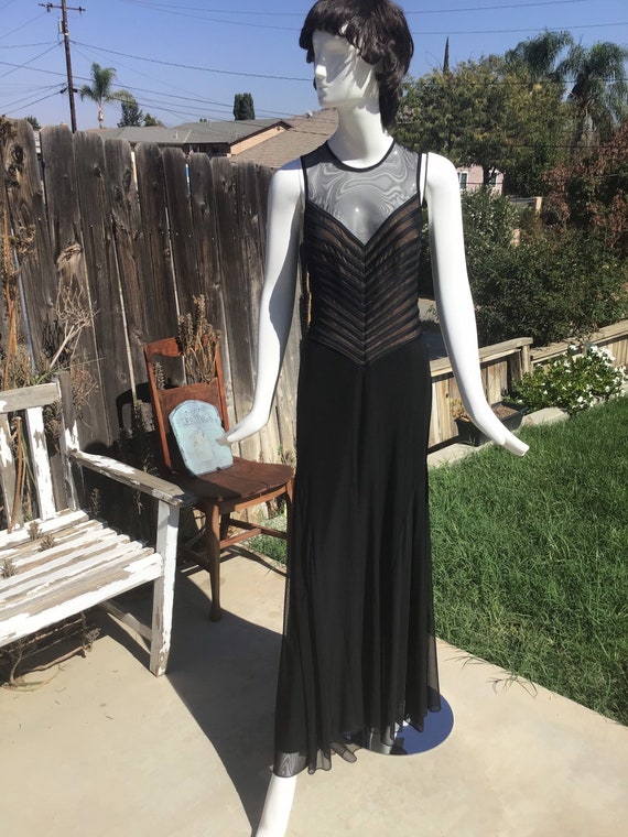 TADASHI. Vintage Mesh Black/Beige Gown - Nineties