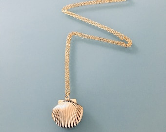 Gold-plated seashell necklace 24k, gold necklace, gift idea, shell jewel, women's gift idea, gold jewelry, gold necklace, gift jewelry