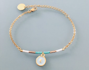 Bracelet Moon, bracelet woman Bangle Moon gold plated 24 k, gold bracelet, gift idea, gold bracelet, gift jewellery, gold jewel woman