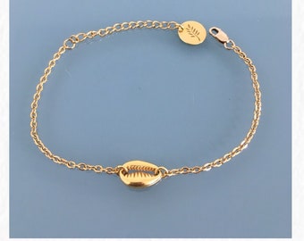 Seashell necklace, necklace and Bracelet woman gourmette shell gold plated 24 k, bracelet, gift idea, shell bracelet, jewelry gifts