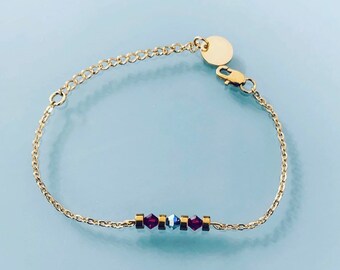 Woman gourmet bracelet magical natural stones Swarovski and heishi pearls plated gold 24 k, gold bracelet, gift jewelry, gold women's jewel