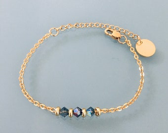 Woman gourmet bracelet magical natural stones Swarovski and heishi pearls plated gold 24 k, gold bracelet, gift jewelry, gold women's jewel