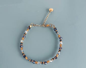 Woman gourmet bracelet magical natural stones Swarovski and heishi pearls plated gold 24 k, gold bracelet, gift jewelry, gold women's jewel