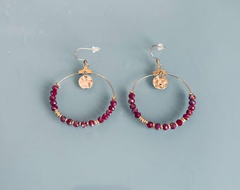 Heishi Creoles, Bohemian Creoles, Golden Creole Earrings and Black Pearls, Women's Jewelry, Gold Creoles, Women's Gift, Women's Jewelry