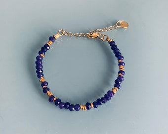 Lapis Lazuli bracelet and pink winds, gourmet woman bracelet magic natural stones and 24k heishi beads, gold bracelet, gift jewelry