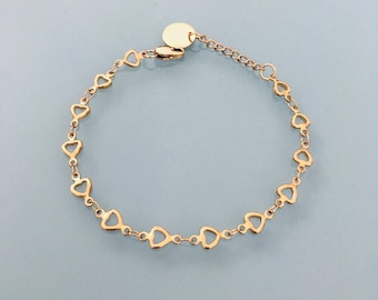 Gourmet stainless steel heart bracelet, women's bracelet, gift idea, gift jewelry, heart jewel, gold bracelet, heart gold bracelet