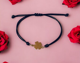 Golden Stainless steel clovers bracelet, woman bracelet, golden bracelet, gift idea, lucky charm