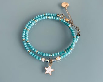African turquoise bracelet, gourmet woman bracelet magic natural stones and 24k heishi beads, gold bracelet, gift jewelry