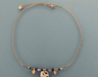 Bracelet in green Jade beads, women's bracelet curb chain magic natural stones and 24 k gold-plated Heishi beads, golden bracelet, gift