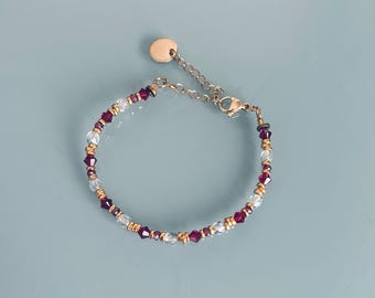 Woman gourmet bracelet magical natural stones Swarovski and heishi pearls plated gold 24 k, gold bracelet, gift jewelry, gold women's jewel