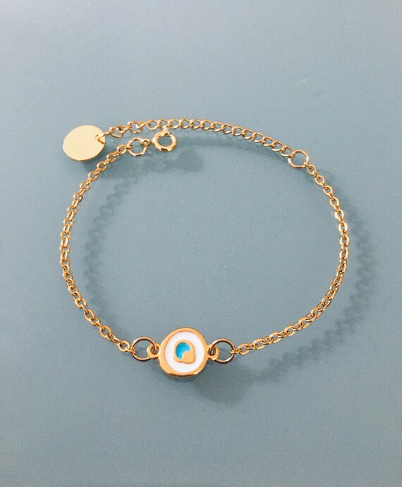 Collier Oeil Grec En Acier Plaqué Or 24K - Bijou Protection Bohème - Cadeau Femme Neuf