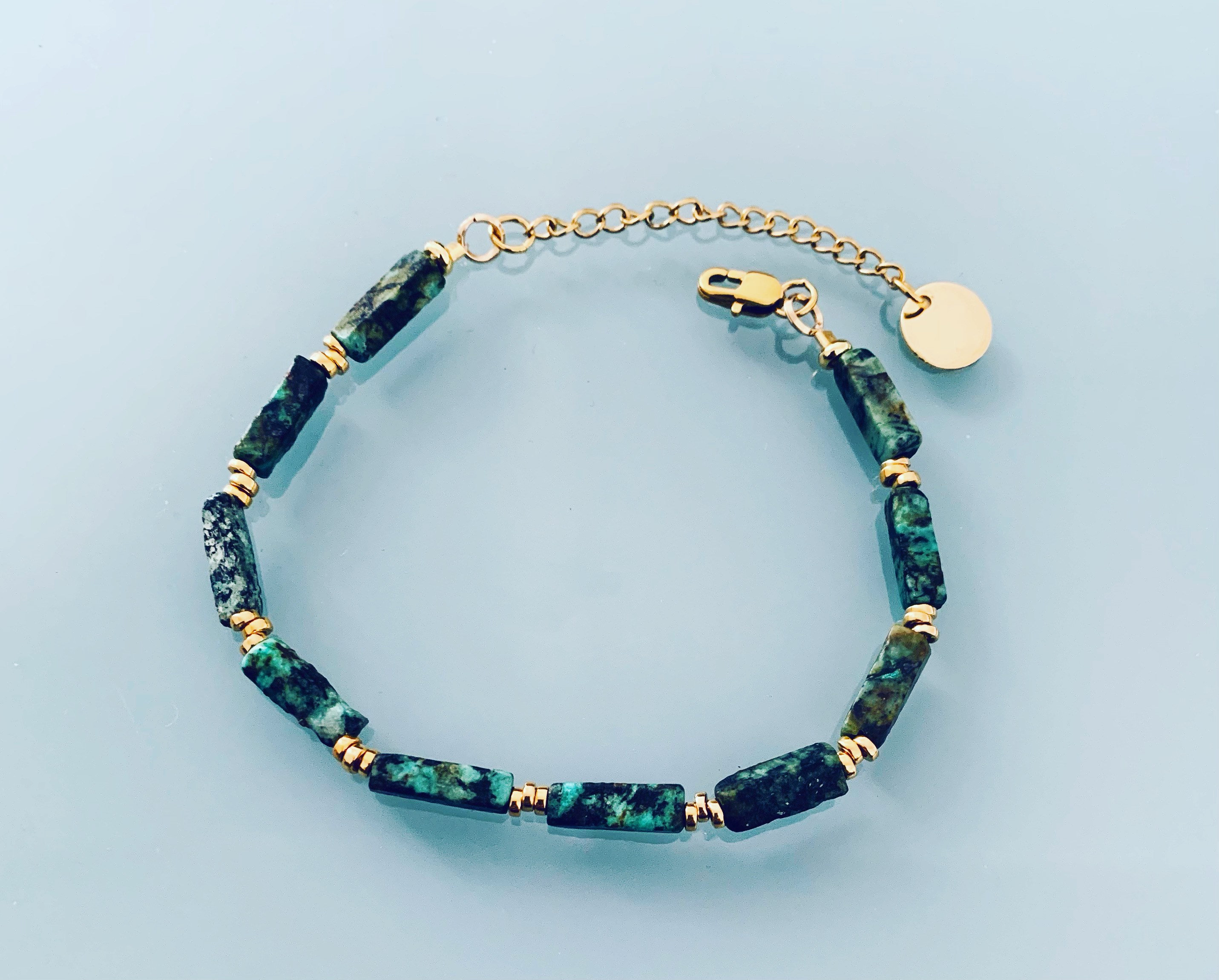 Turquoise Bracelet, Balance and Self-Expression - Golden Lotus Mala