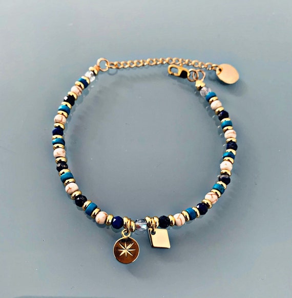 Buy Lapis Lazuli Bracelet and Pink Winds, Gourmet Woman Bracelet Magic  Natural Stones and 24k Heishi Beads, Gold Bracelet, Gift Jewelry Online in  India - Etsy