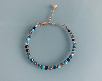 Woman gourmet bracelet magical natural stones Swarovski and heishi pearls plated gold 24 k, gold bracelet, gift jewelry, gold women's jewel