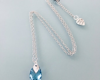 Stainless steel navy high necklace, jewelry, blue stone necklace, aquamarine jewel, natural stone, lucky charm, Christmas gift