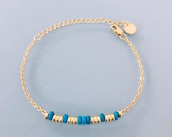 Woman gourmet bracelet magical natural stones Swarovski and heishi pearls plated gold 24 k, gold bracelet, gift jewelry, gold women's jewel