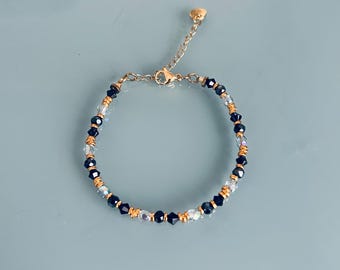 Woman gourmet bracelet magical natural stones Swarovski and heishi pearls plated gold 24 k, gold bracelet, gift jewelry, gold women's jewel