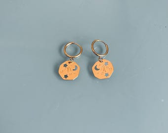 Mini hoop star constellation, gold star creole earrings, gift jewelry, gift idea for women