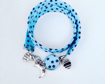 Navy blue Liberty women's bracelet with anchor and pearl perfume, anchor jewel, liberty bracelet, gift idea, bracelet, jewelry gifts