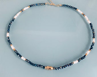 Bracelet in green Jade beads, women's bracelet curb chain magic natural stones and 24 k gold-plated Heishi beads, golden bracelet, gift