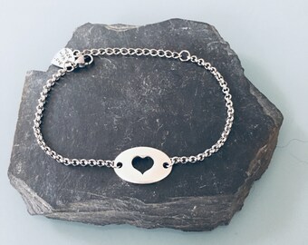 Heart silver bracelet, woman bracelet, gift idea, jewelry gifts, heart jewel, silver bracelet, heart bracelet, silver jewel