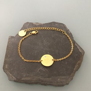 Gourmet women&#39;s bracelet with medal and zirconium, gold bracelet, gift idea, zircon bracelet, gift jewelry, gold jewelry