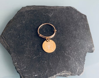24k gold plated ring with moon pendant, golden ring, celestial ring, golden woman ring, lucky ring