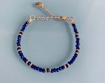 Lapis Lazuli bracelet and pink winds, gourmet woman bracelet magic natural stones and 24k heishi beads, gold bracelet, gift jewelry