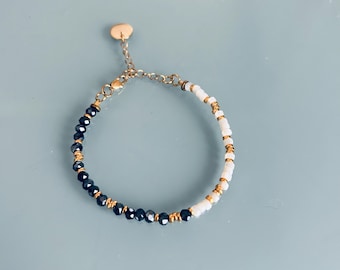 Woman gourmet bracelet magical natural stones Swarovski and heishi pearls plated gold 24 k, gold bracelet, gift jewelry, gold women's jewel