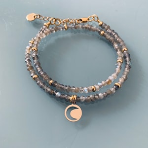 Amulet and Jade bracelet, magic talisman curb bracelet and 24k gold-plated Heishi beads, golden bracelet